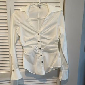 White Long Sleeve Form Fitting Blouse